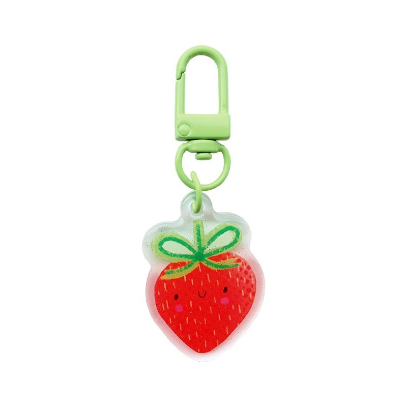 Zipper Glitter Charm Strawberry 1.5" x 3" Lizzy House