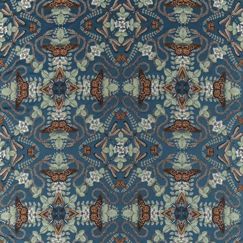 Clarke & Clarke Emerald Forest Midnight Jacquard Fabric