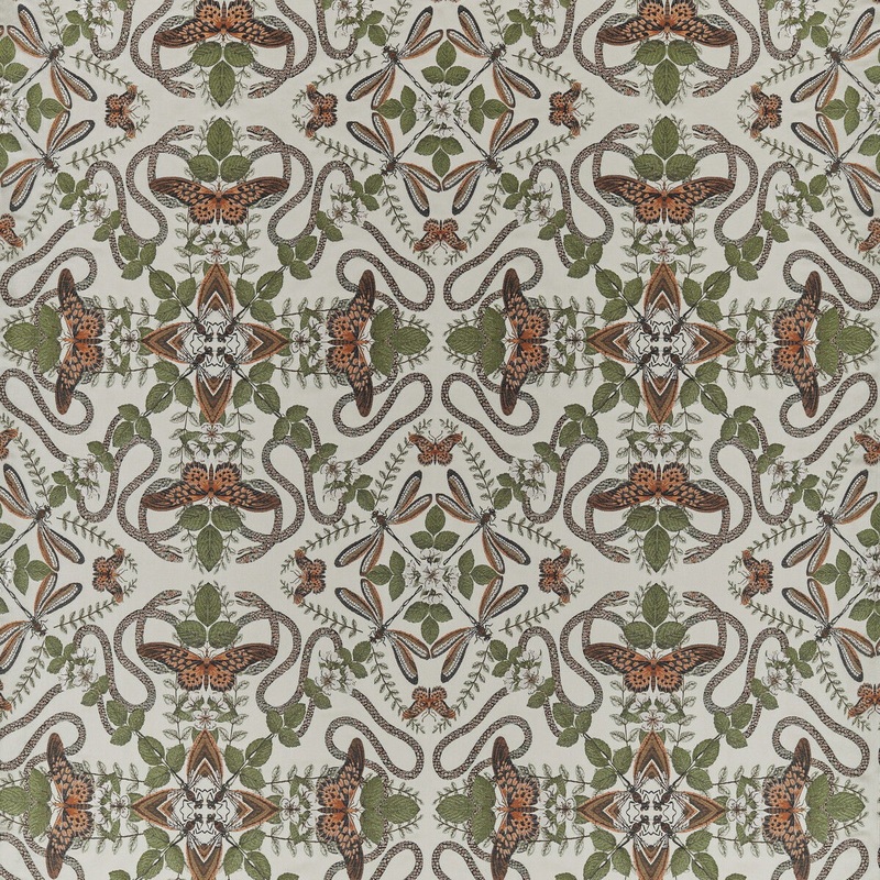 Clarke & Clarke Emerald Forest Smoke Jacquard Fabric