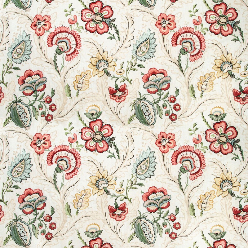 Lee Jofa Wimberly Print Berry/Gold Fabric