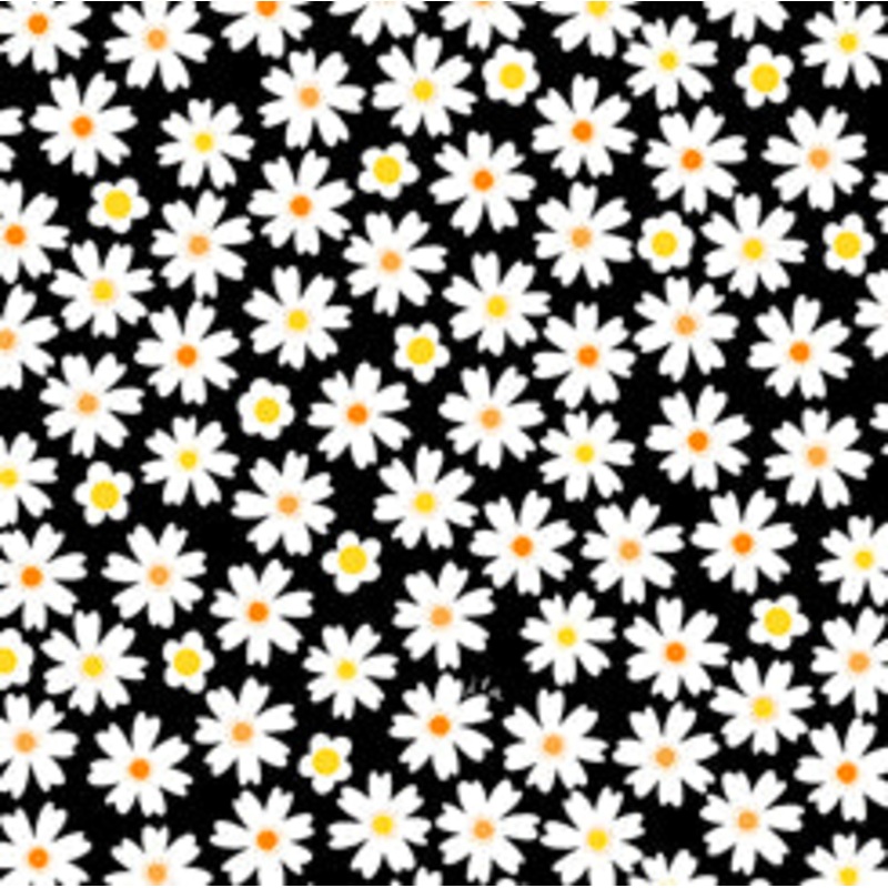 QT Fabrics Tiger Tails Daisies Black 1649-28232-J