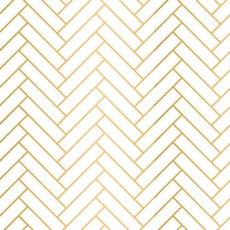 $5/yard Gold Lines on White Geometric