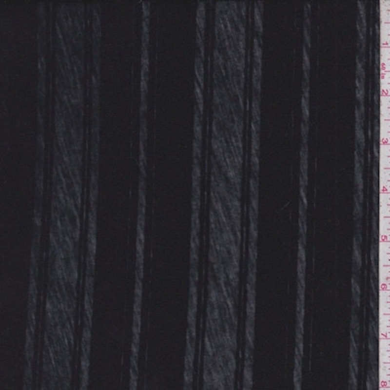 Black Burnout Stripe Tissue Knit Fabric