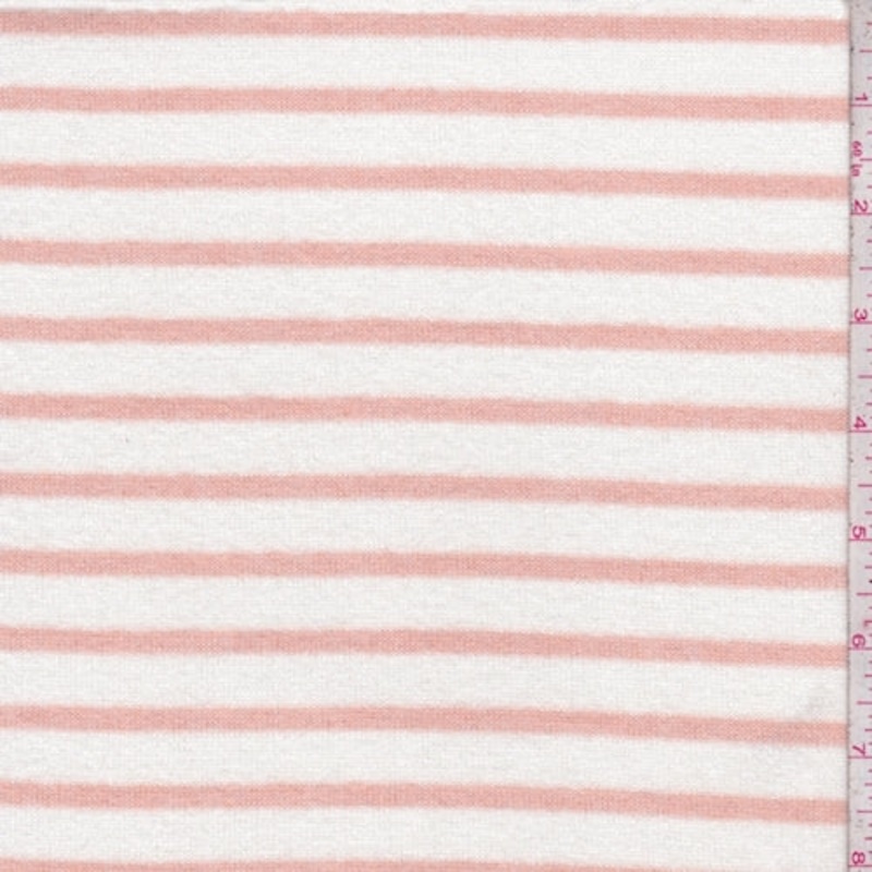 White/Clay Pink Stripe Jersey Sweater Knit Fabric