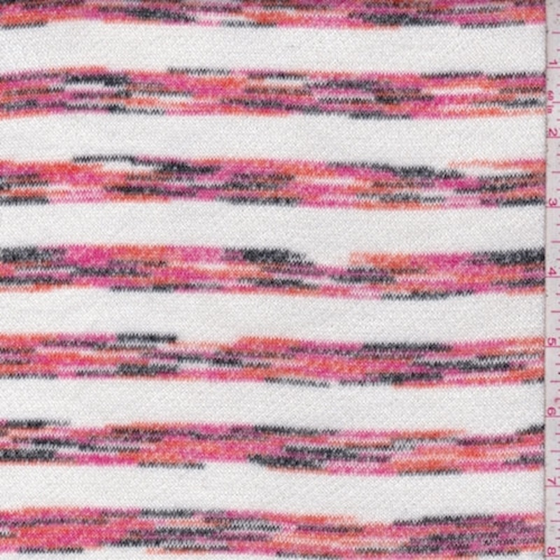 White/Pink/Orange Static French Terry Sweater Knit Fabric