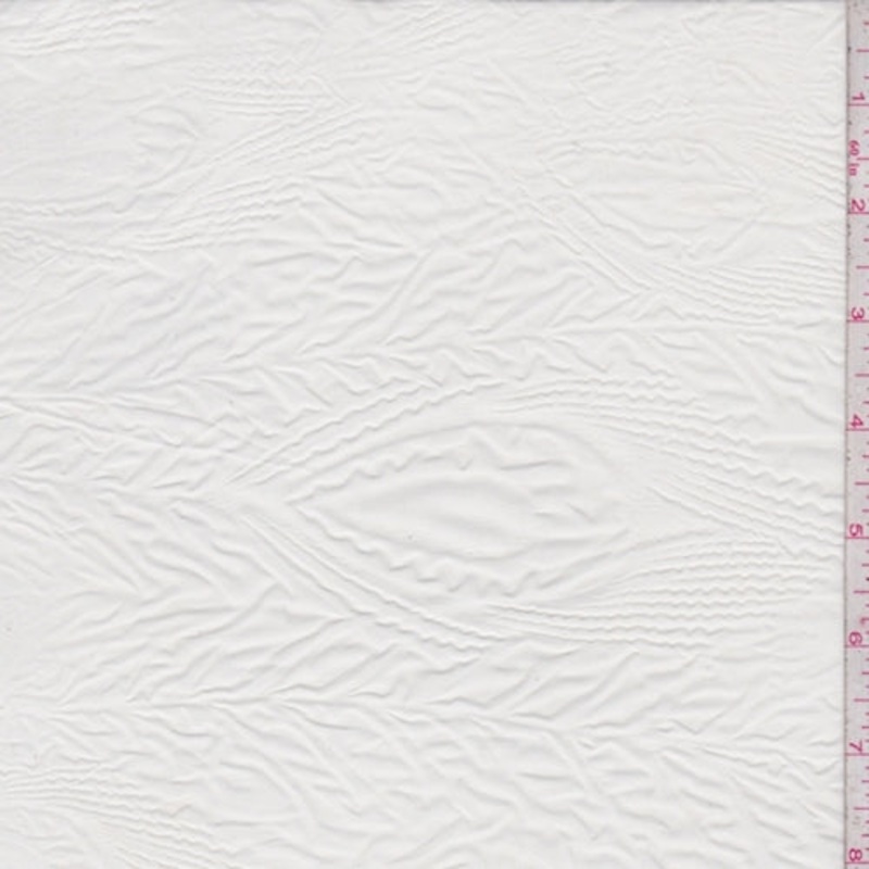 Ivory Peacock Feather Embossed Chiffon Fabric