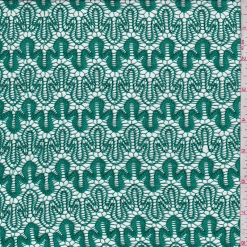 Aqua Green Squiggle Lace Fabric