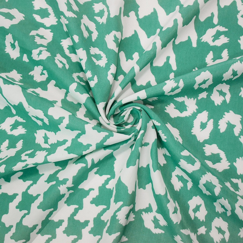 Ash Teal-White Polyester Abstract Cheetah Printed Faille Woven Fabric