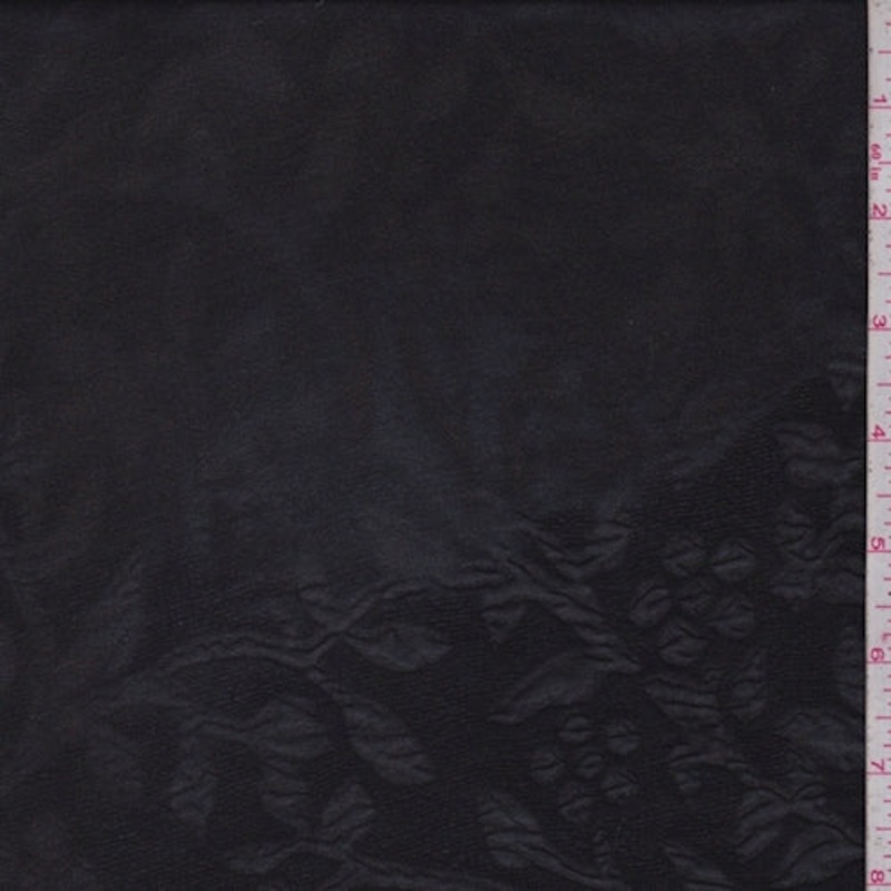 Black Floral Embossed Chiffon Fabric