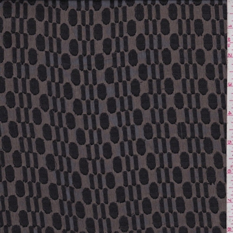 Black Oval/Dash Jacquard Chiffon Fabric
