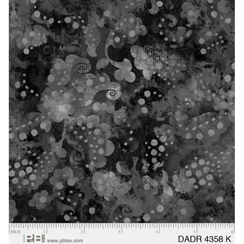 108" Day Dreams Dark Quilt Backing Fabric - Black - DADR 04358 K