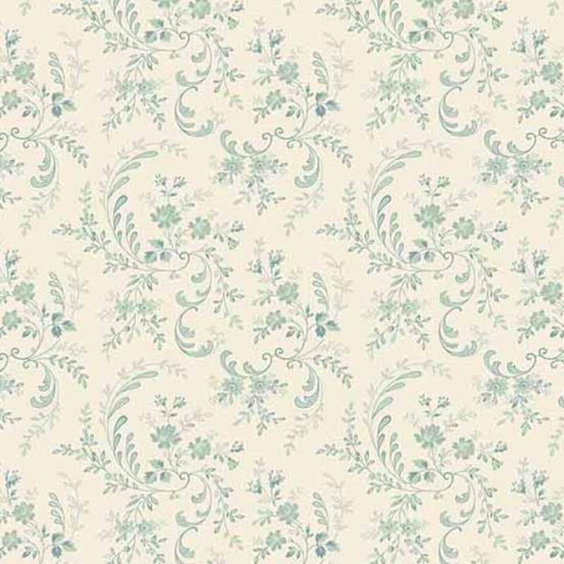 AND Petit Point - A-538-T Ivory/Blue - Cotton Fabric