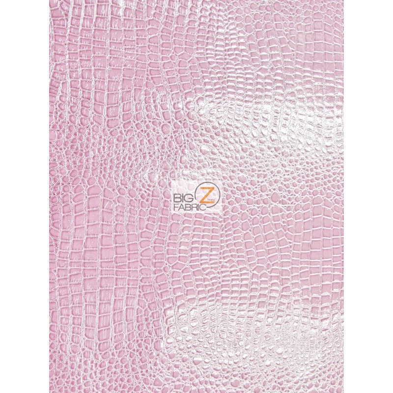 Pink Vinyl Embossed Shiny Alligator Fabric / Sold By The Yard